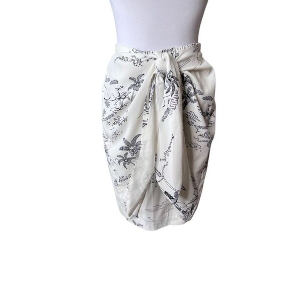 Current Air Beachy White Tie Front Skirt Coverup Island‎ Tropical Hawaiian SMALL - Picture 1 of 9
